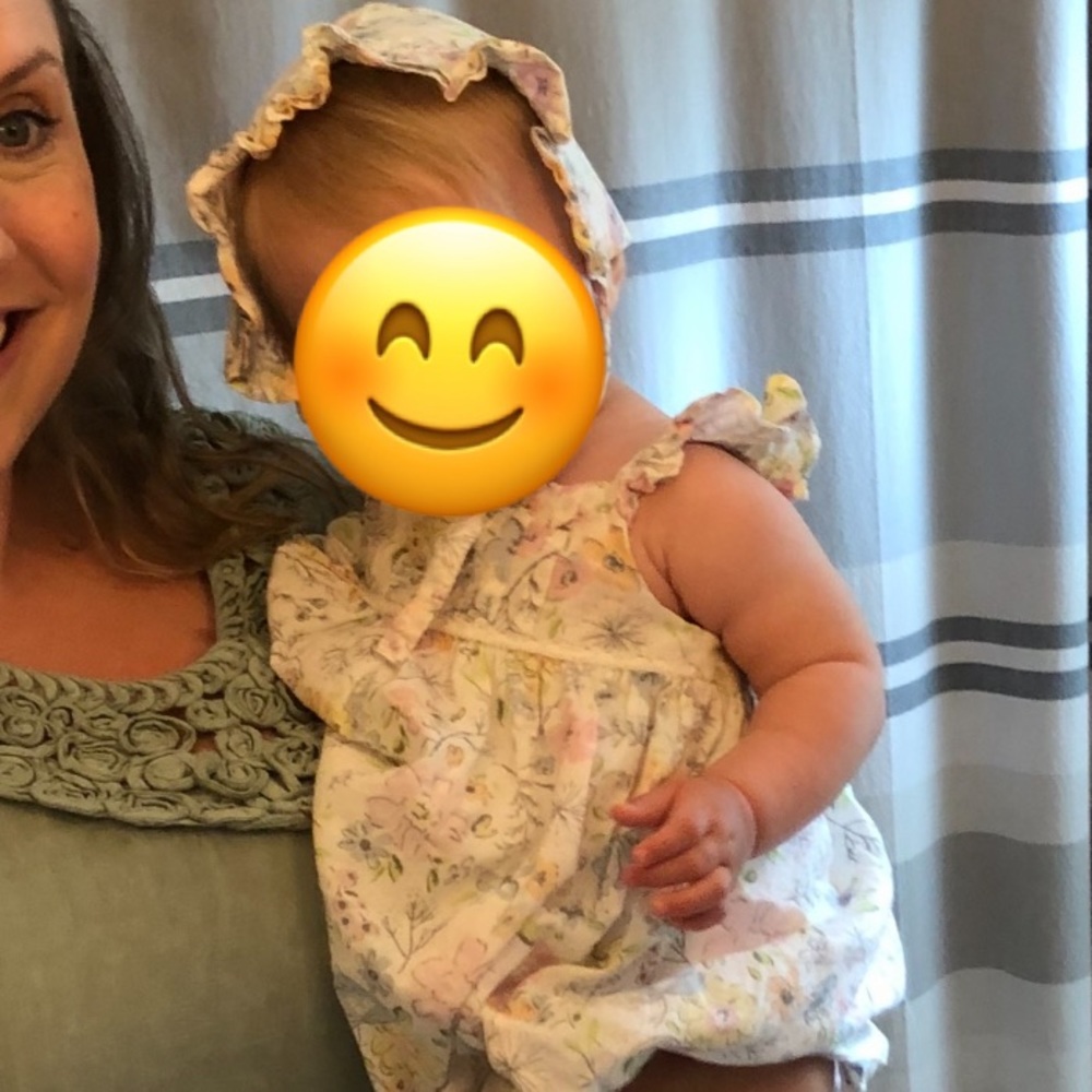 Tommy Bahama Baby Dress with Bonnet and bloomers